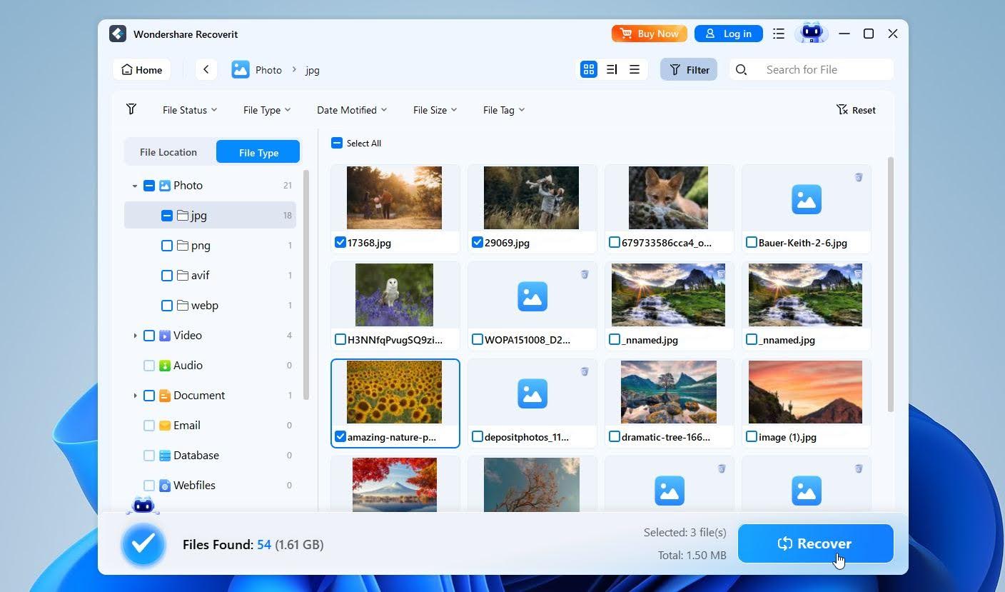 Wondershare Recoverit recover files