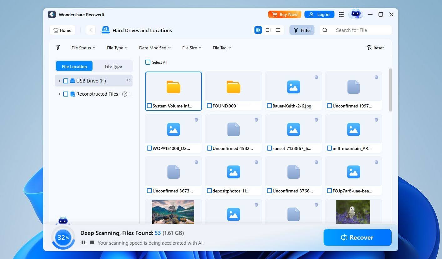Wondershare Recoverit scan