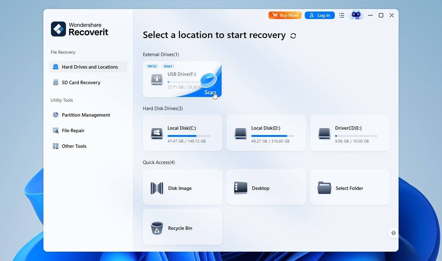 Recoverit start scan