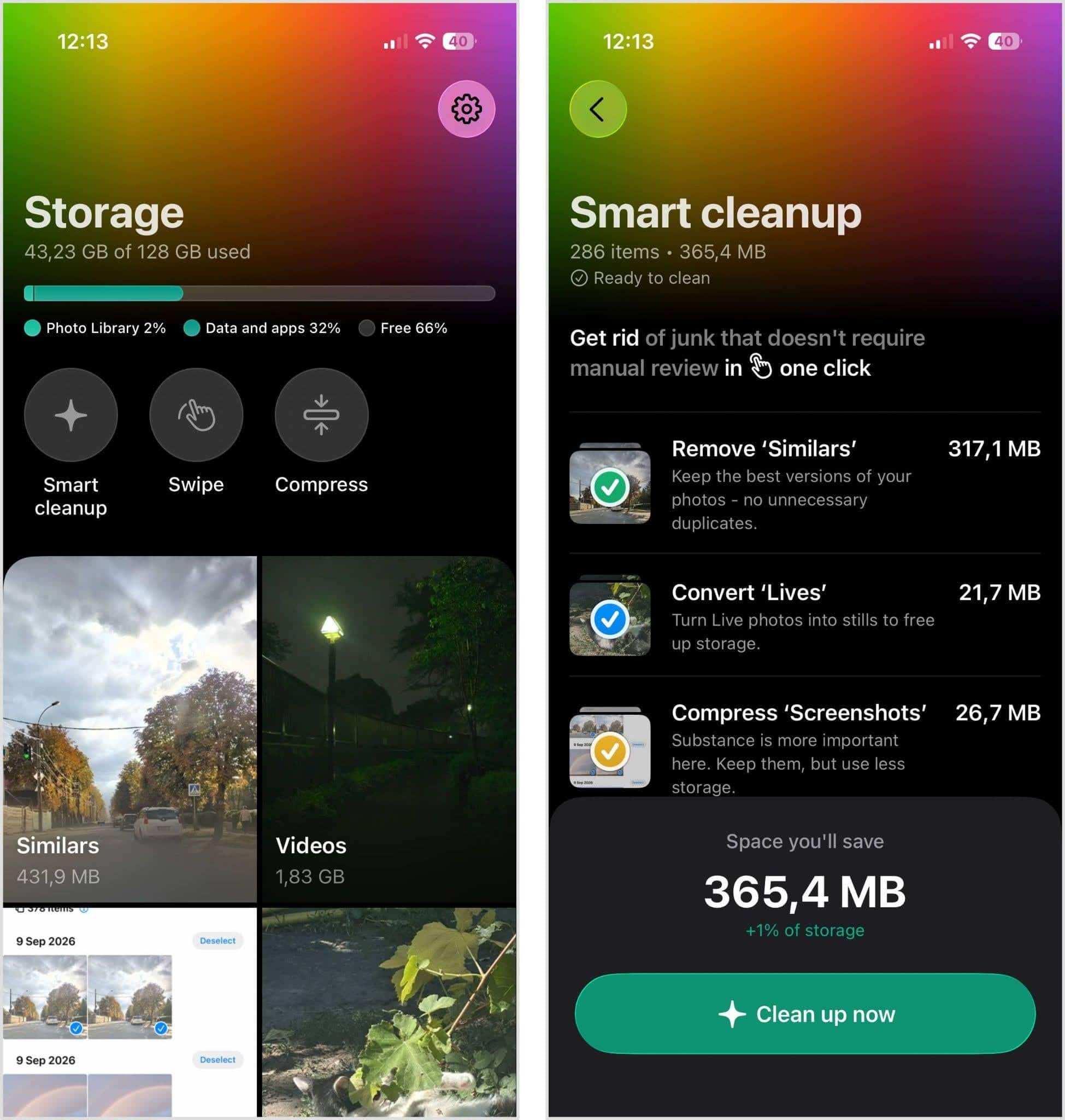 Free up storage with Smart Clenup