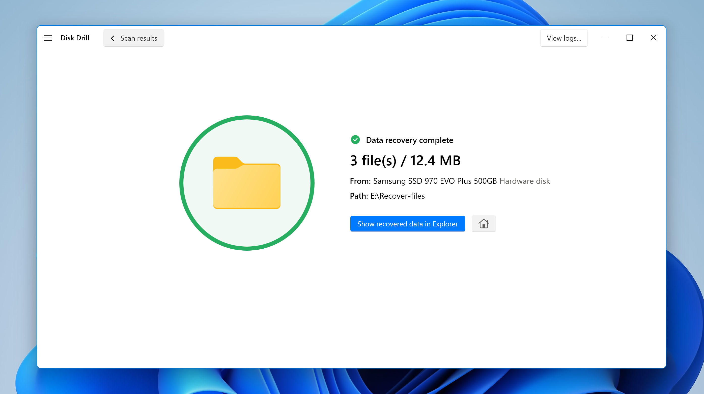 Graphic illustration showing how to check your recovered files from the Recycle Bin